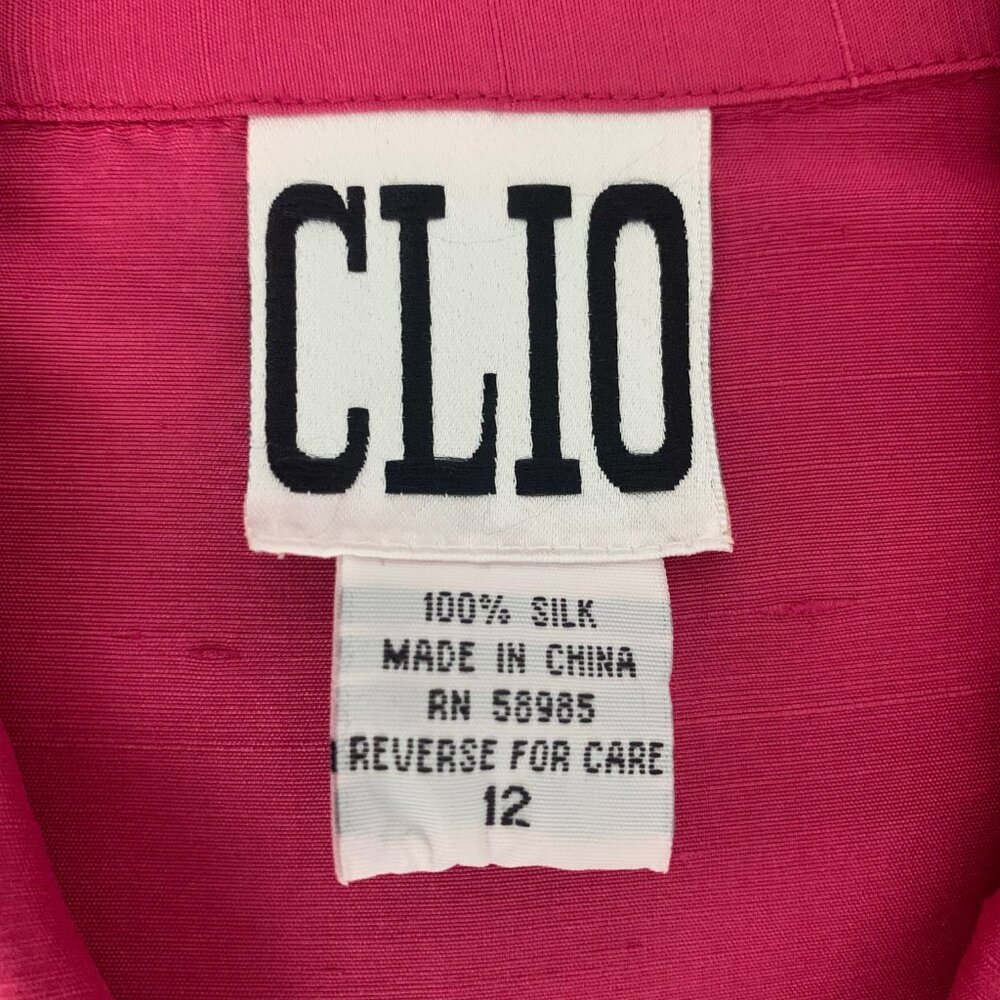 Vintage CLIO Silk Blouse Plum Berry Color Size 12 Elegant Work Shirt - Picture 3 of 15